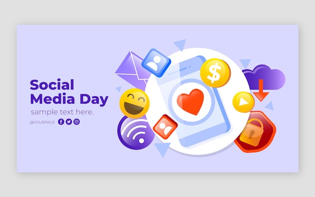 Free vector gradient social media day social media post template