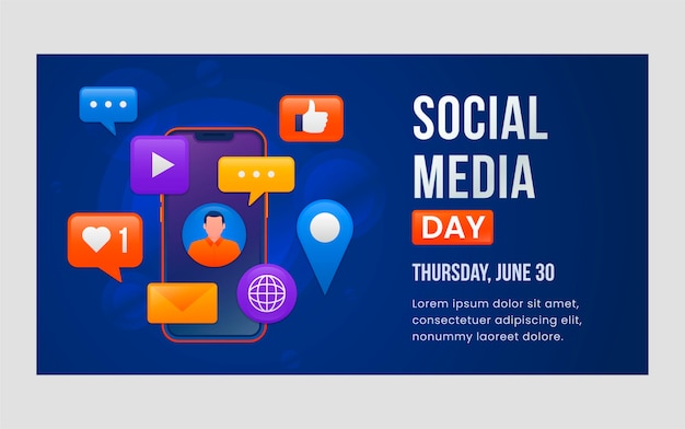 Gradient social media day social media post template