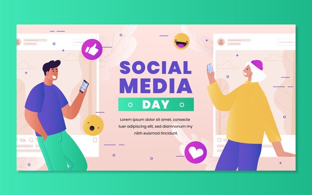 Gradient social media day social media post template