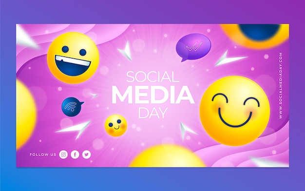 Free vector gradient social media day social media post template