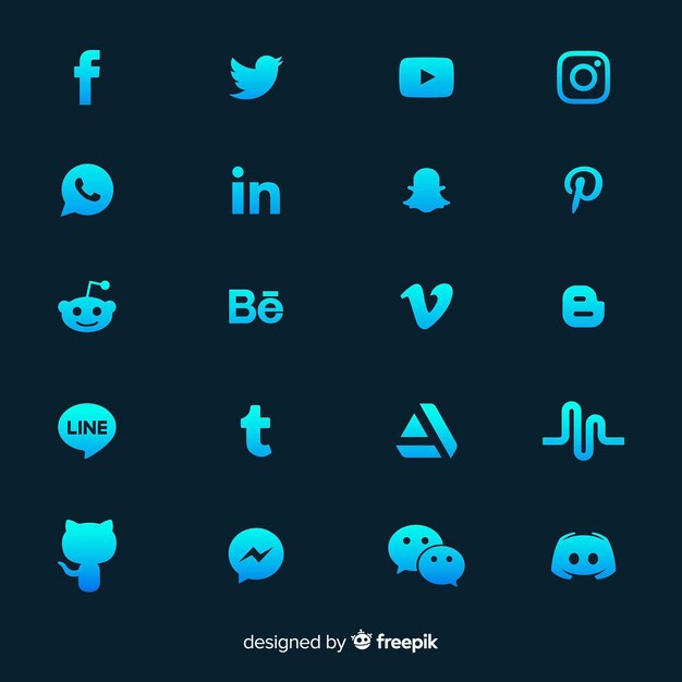 Коллекция логотипов Gradient в социальных сетях