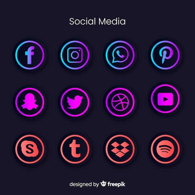 Free vector gradient social media logo collection