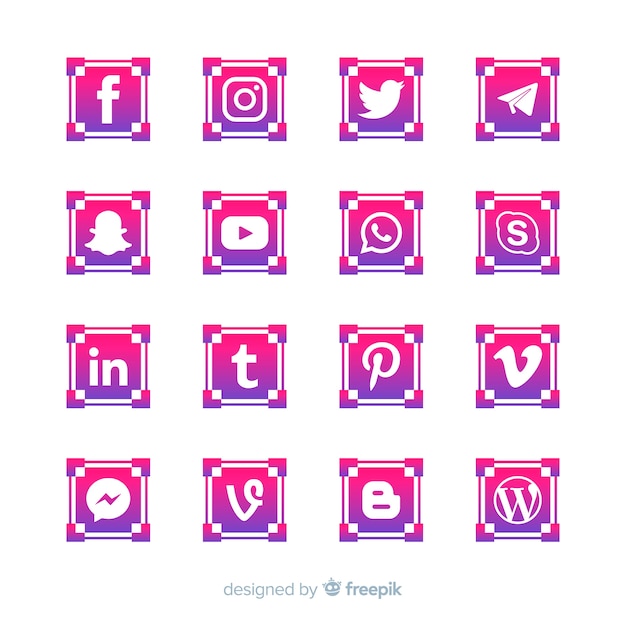 Коллекция логотипов Gradient в социальных сетях