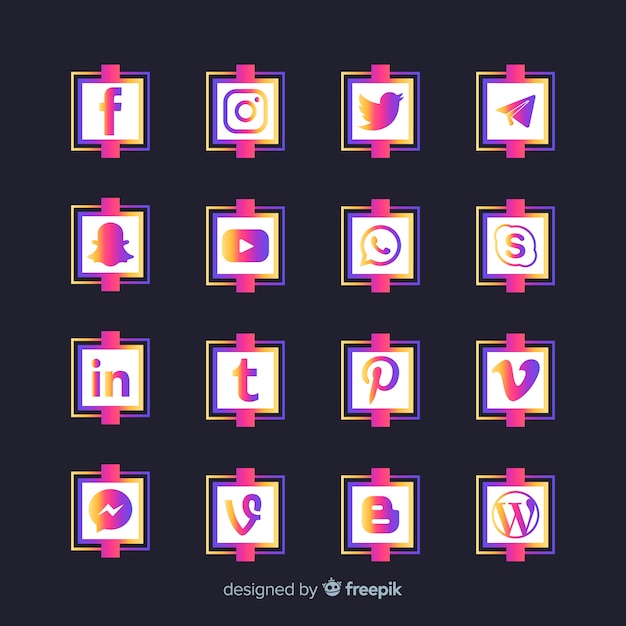 Gradient social media logo collection