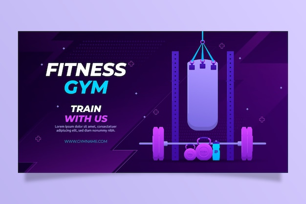 Gradient social media post template for gym and exercise