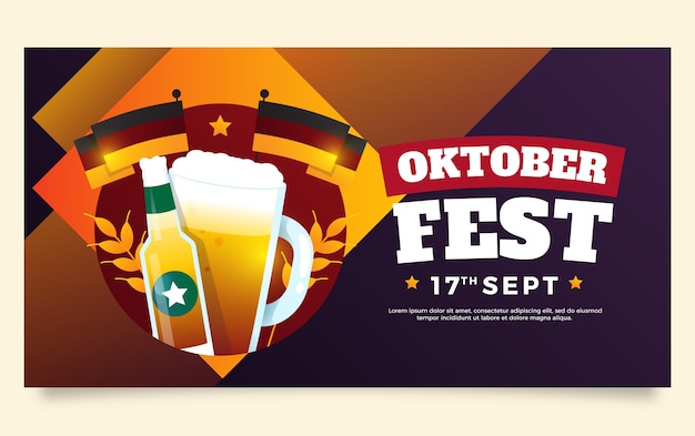 Gradient social media post template for oktoberfest festival