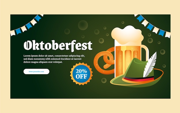 Бесплатное векторное изображение Промо-шаблон градиента в социальных сетях для фестиваля октоберфест