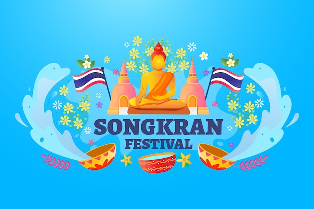 Free vector gradient songkran background