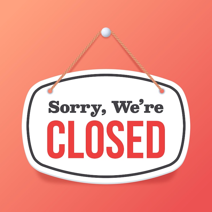 Free Vector gradient sorry, we're closed signboard