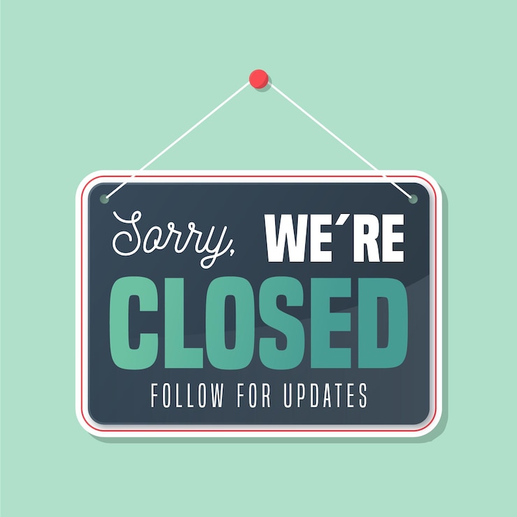 Free Vector gradient sorry, we're closed signboard