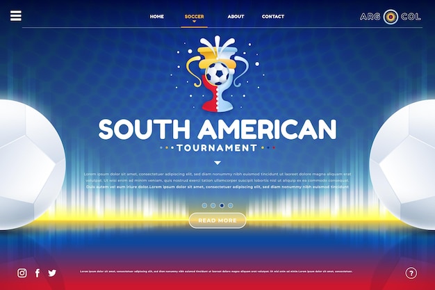 Gradient south-american football landing page template