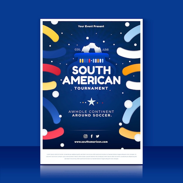 Modello di poster verticale gradiente di calcio sudamericano