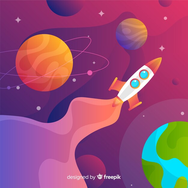 Градиент космический фон с ракетой
