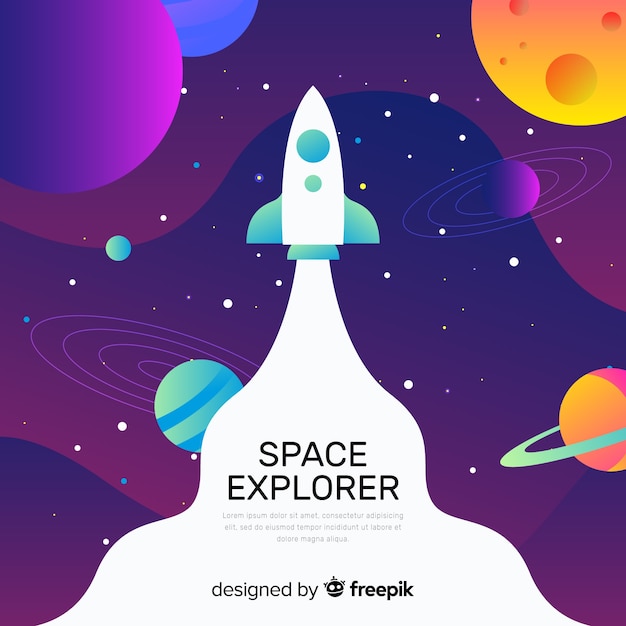 Gradient space with a rocket background