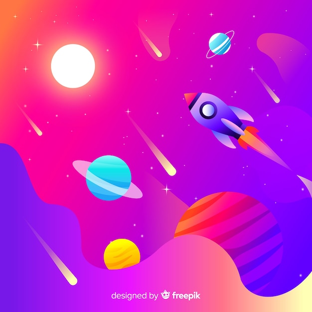 Free vector gradient space with a rocket