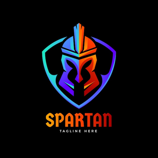 Gradient Spartan Helmet Logo Design for Vector Templates