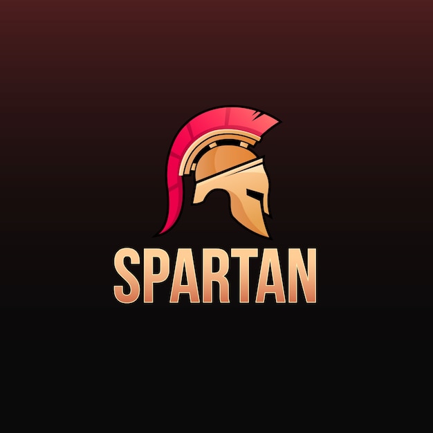 Vettore gratuito design del logo del casco spartano sfumato