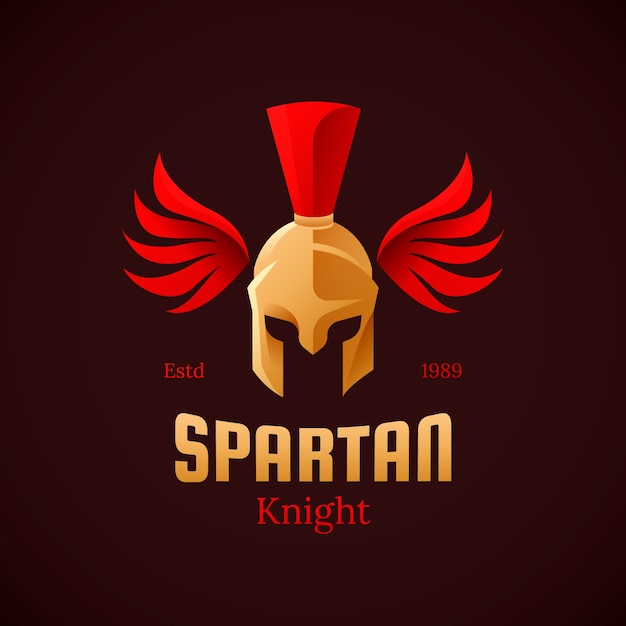 Vettore gratuito logo del casco spartano sfumato