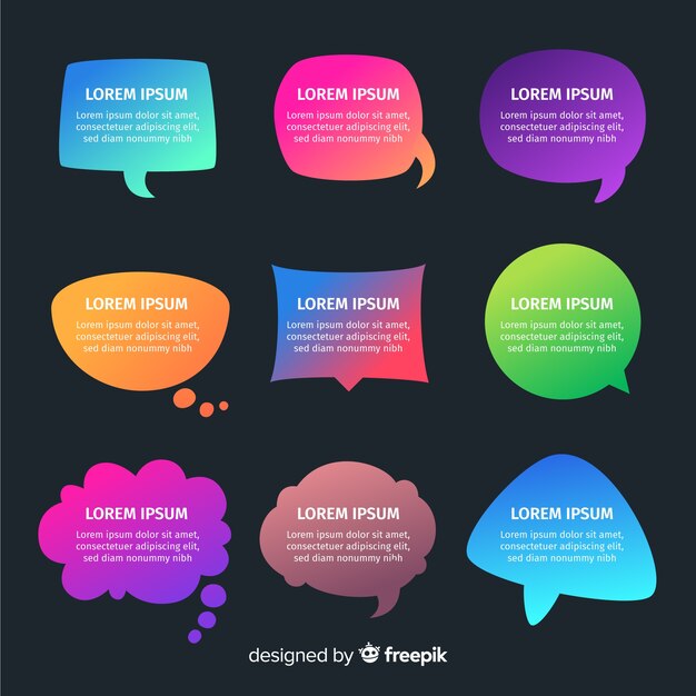 Gradient speech bubble collection