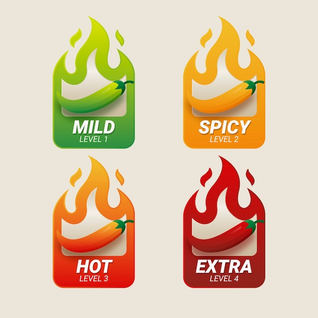 Free vector gradient spice level label collection