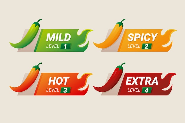 Free vector gradient spice level label collection