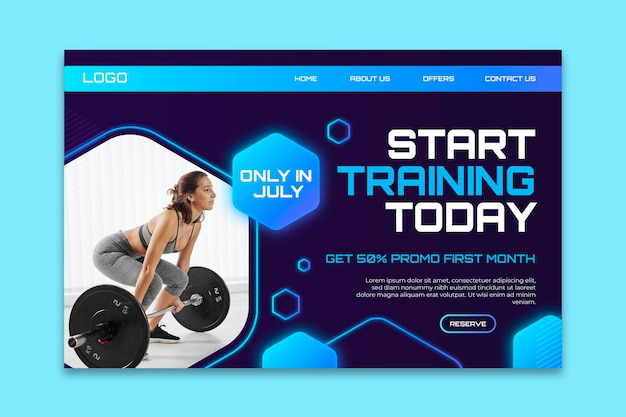 Free vector gradient sport landing page template