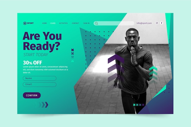 Gradient sport landing page template