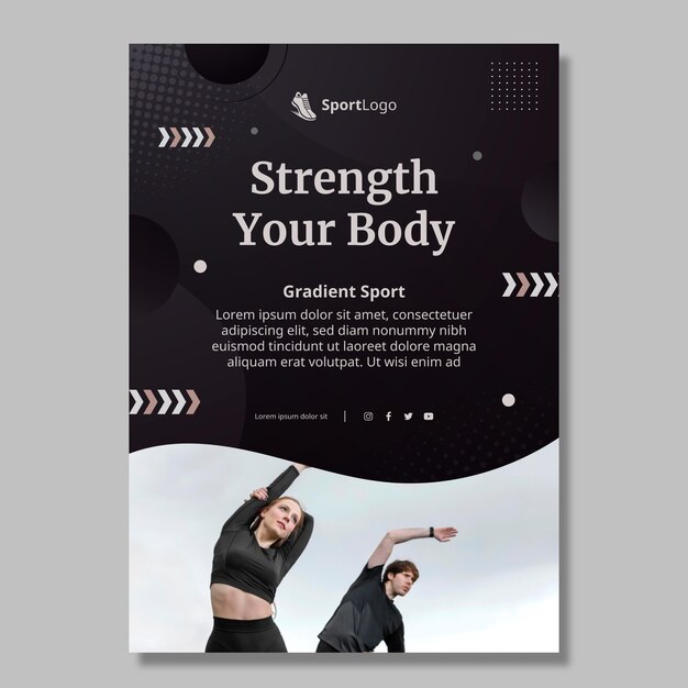 Free vector gradient sport vertical flyer template