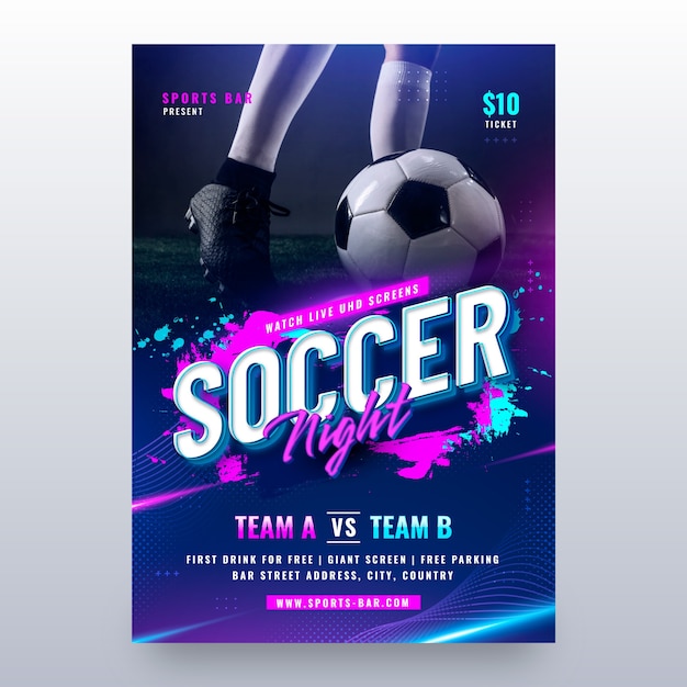 Free vector gradient sports bar poster template