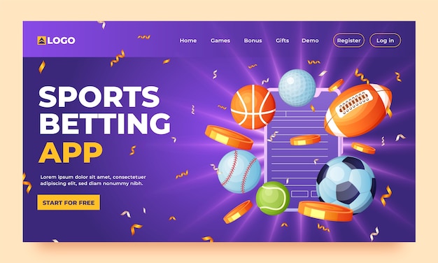 Vettore gratuito pagina di destinazione delle scommesse sportive sfumate