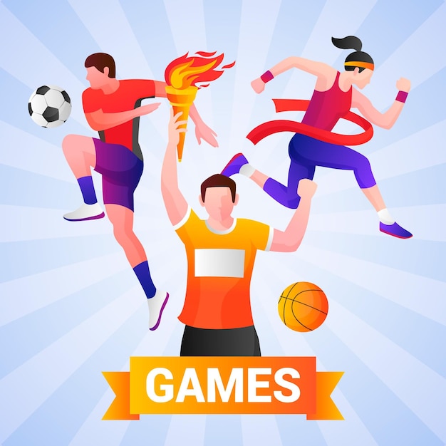 Vettore gratuito illustrazione di giochi sportivi sfumati