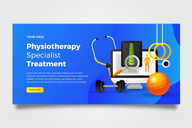 Free vector gradient sports physiotherapy horizontal banner
