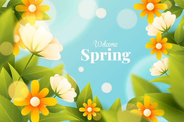 Gradient spring floral background