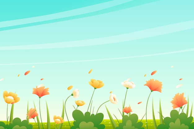 Gradient spring floral background