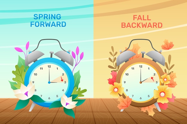 Gradient spring forward fall back illustration