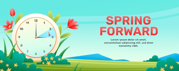 Free vector gradient spring forward horizontal banner