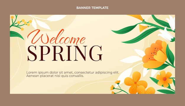 Free vector gradient spring horizontal banner