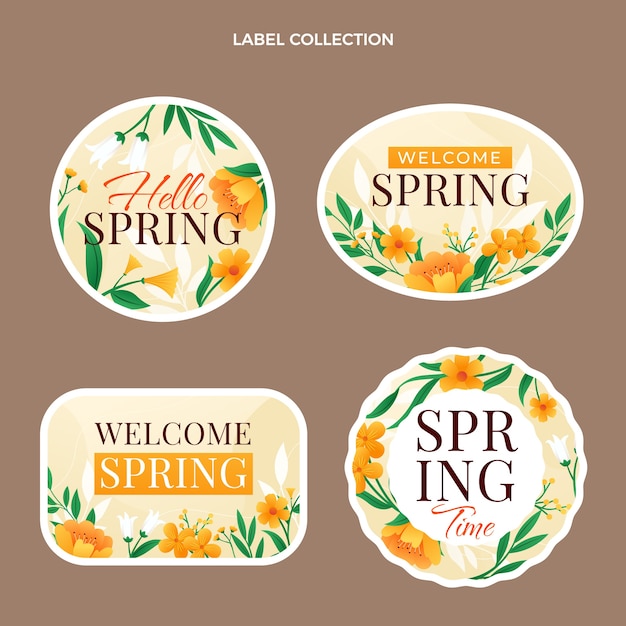 Free vector gradient spring labels collection