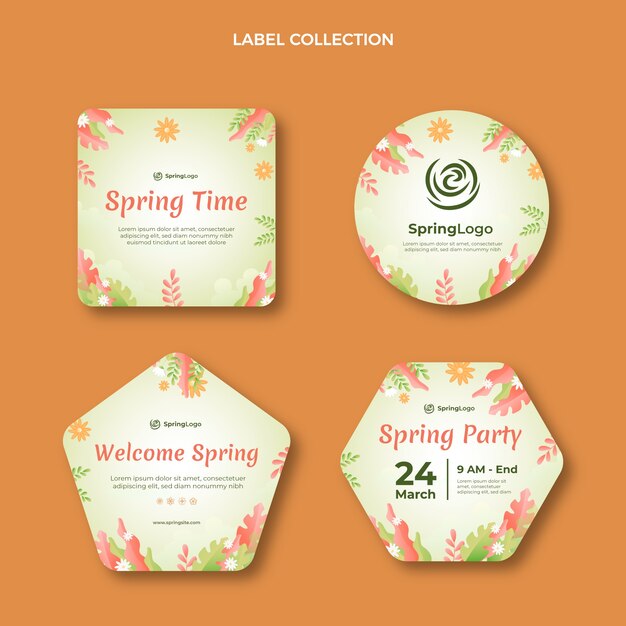 Free vector gradient spring labels collection