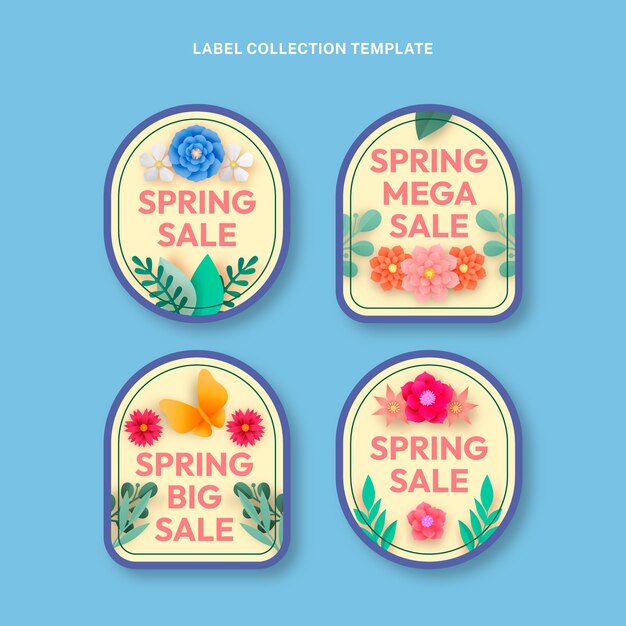 Free vector gradient spring labels collection