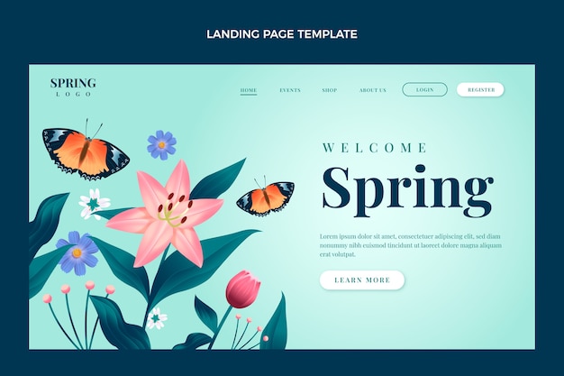 無料ベクター グラデーション春のランディングページテンプレート