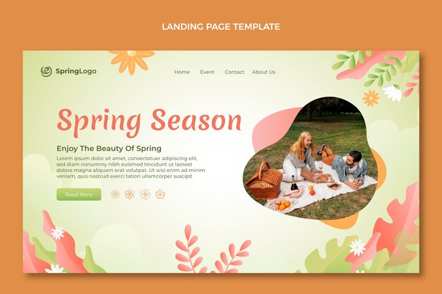 Free vector gradient spring landing page template