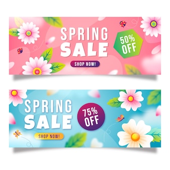 Gradient spring sale horizontal banners set