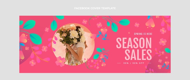 Gradient spring social media cover template