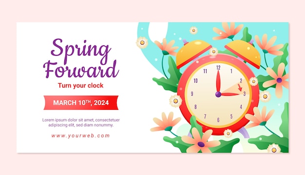 Free vector gradient spring time forward horizontal banner template