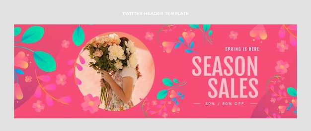 Free vector gradient spring twitter header