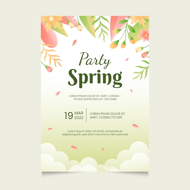 Free vector gradient spring vertical poster template