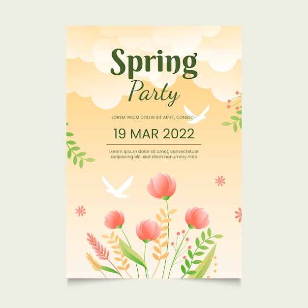 Free vector gradient spring vertical poster template