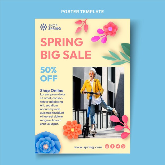 Gradient spring vertical poster template