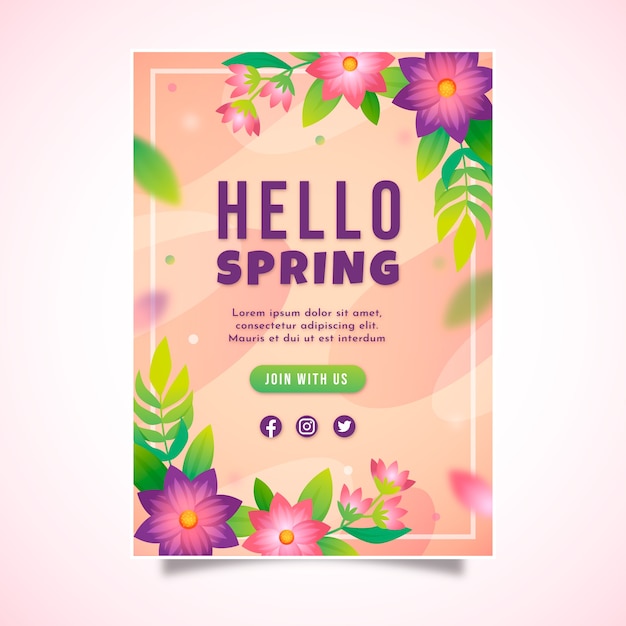 Бесплатное векторное изображение Градиентный весенний вертикальный шаблон плаката
